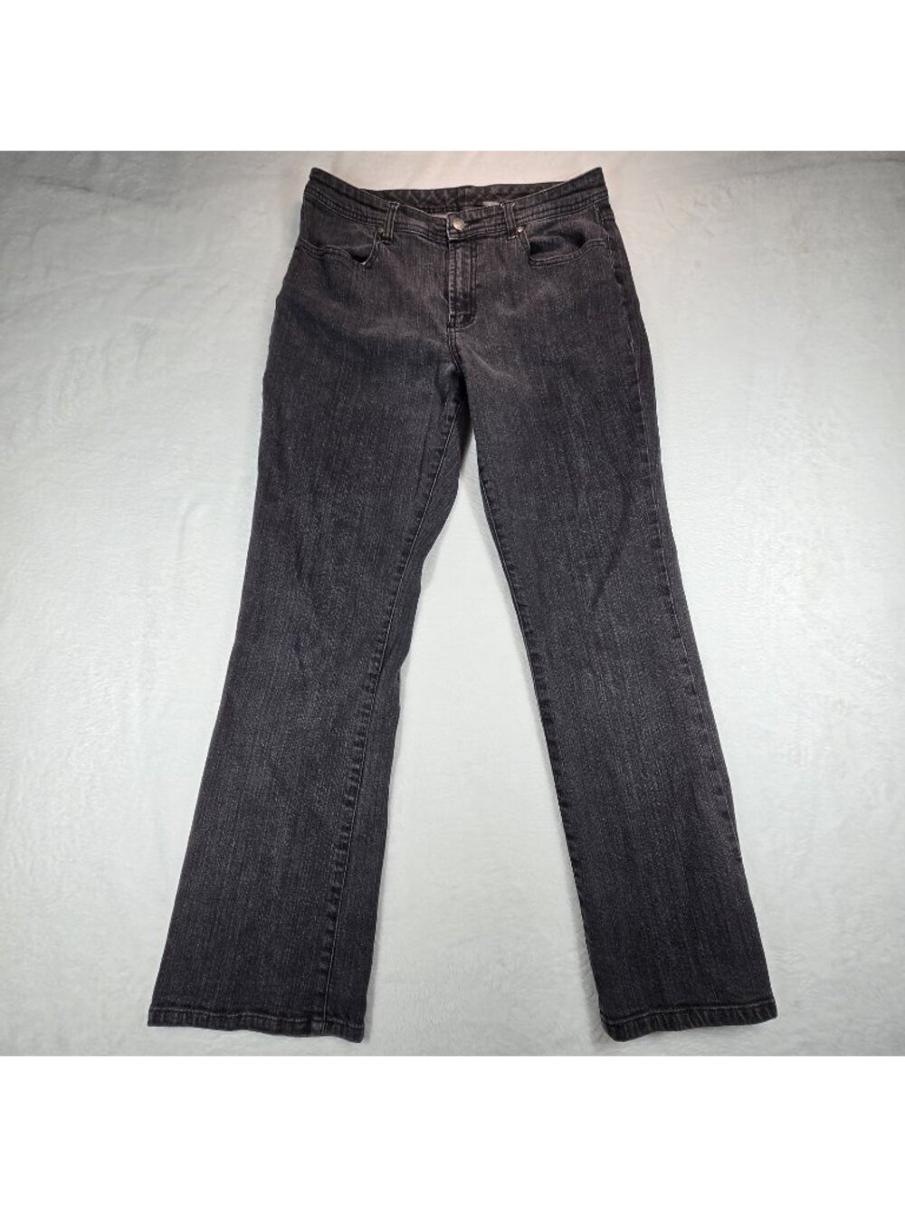 Additions by Chicos Jeans Womens 1.5 US Size 10 Black Faded Straight Basic